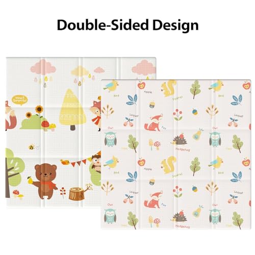XVISHX Baby Play Mat, 50 x 50 Inch Play Mat Perfect for Use Baby Playpen, Foldable Baby Foam Playmat for Floor, Portable Waterproof Activity PlayMats for Babies, Infants and Toddlers