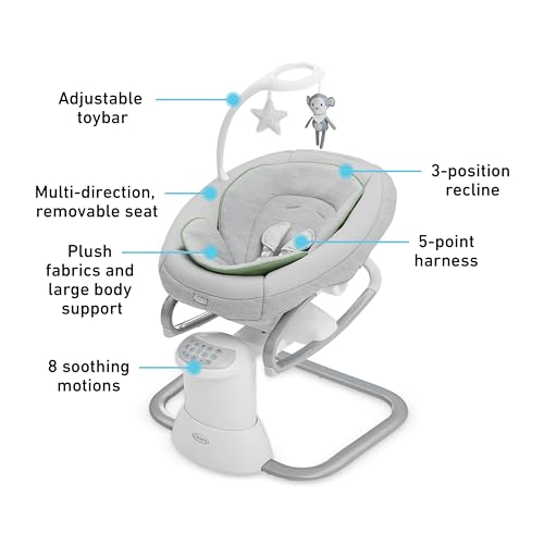Graco Soothe My Way with Removable Rocker, Madden - Versatile Baby Swing & Portable Rocker