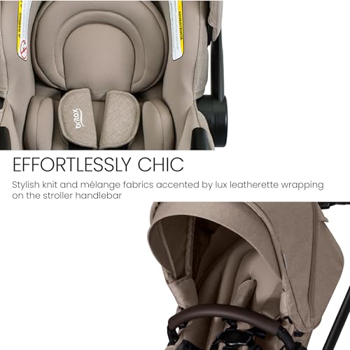 Britax Prism Full-Size Travel System, Infant Car Seat Stroller Combo with Alpine Base; Baby & Toddler Stroller with One-Hand Fold & Telescopic Handlebar; ClickTight Car Seat Installation Teak