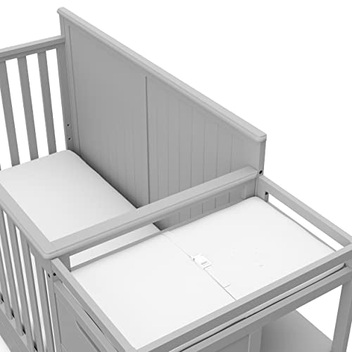 Graco Hadley 5-in-1 Convertible Crib & Changer – GREENGUARD Gold Certified, Fits Standard Crib Mattress, Converts to Toddler Bed and Full Bed, 4 Adjustable Mattress Heights (Pebble Gray)