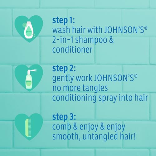 Johnson's Kids No More Tangles 2-in-1 Detangling Shampoo & Conditioner for Kids & Toddlers, Gentle & No More Tears, Hypoallergenic & Free of Parabens, Sulfates & Dyes 20.3 fl. oz