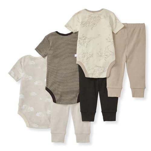 Burt's Bees Baby Unisex Bodysuits and Pants Set, 100% Organic Cotton, 6-PC