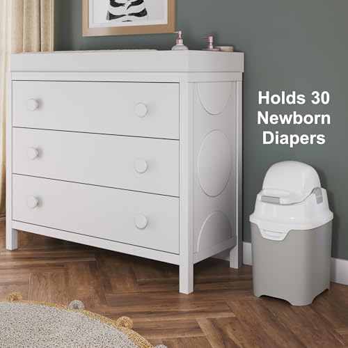 Foundations Mini Diaper Pail with Airtight Lid, Durable & Odorless Diaper Disposal, Large Capacity, Holds up to 30 Newborn Diapers, Refill with Any Bags, Baby Registry Gift - Green