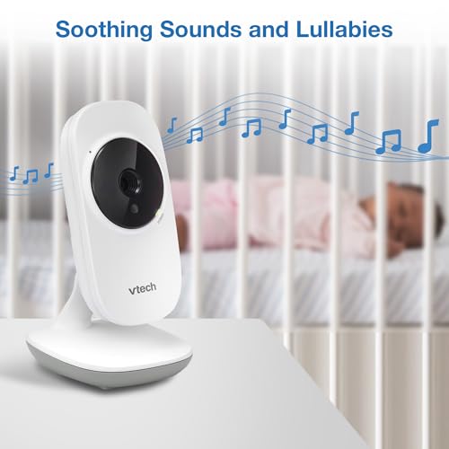 VTech Baby Monitor No WiFi – 19-Hour Video Battery for Newborns, 1000ft Range, Auto Night Vision, Two-Way Talk, Temperature Sensor, Sound-Activated Screen | VM819