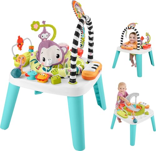 Fisher-Price Baby to Toddler Toy 2-in-1 Purple Monkey Activity Center & Play Table with Music Lights & Developmental Activities