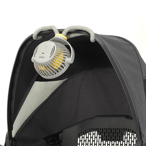 Veer Flex Fan - Portable Baby Stroller Fan - Lightweight and Quiet 4 Speed Motor Provides Maximum Cooling and Extra Long Battery Life - 360 Degree Rotation - Baby Finger Safe