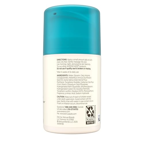 Aveeno Kids Daily Moisture Face Cream with Oat, Vitamin E & B5, Moisturizing Cream for Kids’ Sensitive Facial Skin, Strengthen Skin’s Moisture Barrier, Ultra-Hydrating, Non-Greasy, Travel Size, 1.5 oz