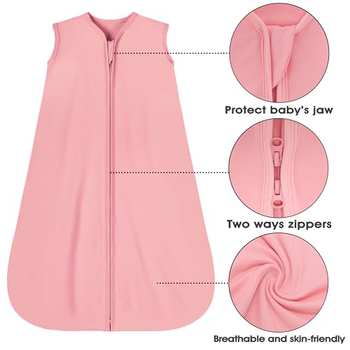 GUNTAIL Baby Sleep Sack 6-12 Months 3 Pack Baby Wearable Blanket 100% Rayon Cotton 2-Way Zipper Toddler Sleeping Sack .Comfy Soft Lightweight TOG 0.3 (Banana&Flower&Pink,)