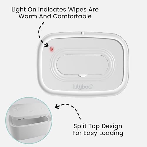 Lulyboo Warm Wipe Dispenser - Baby Wipe Warmer with Adjustable Temperature, Quick-Heating, Soft Silicone Cover, Easy-Refill Design, Ideal for Sensitive Baby Skin, Keeps Wipes Warm & Fresh