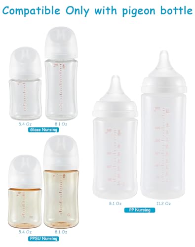 Sippy Cup Soft Spout Conversion Kit for Pigeon Baby Bottle, Toddler Transition Kit with Silicone Sippy Spout Nipple, Weighted Straw, Bottle Handle, Cleaning Brush, 2 Pack, 6m+