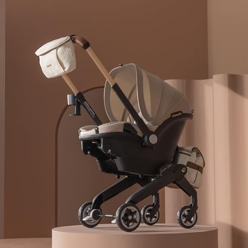 Evenflo Shyft DualRide Infant Car Seat Stroller Combo with Green & Gentle Fabric (Champagne)
