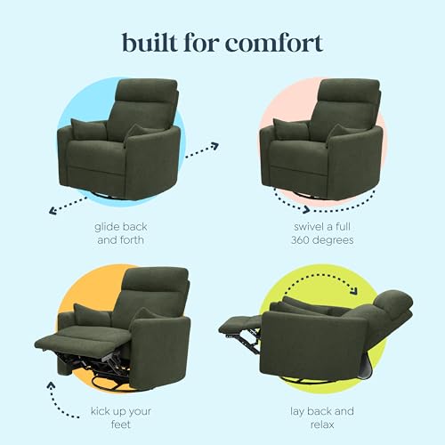 Davinci Atlas 360° Swivel Recliner Glider Chair - Cozy Olive Bouclé