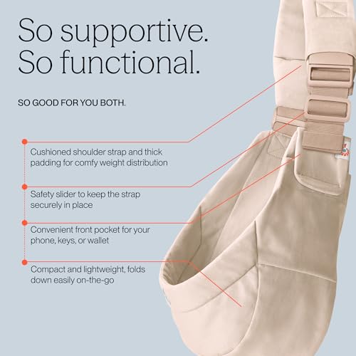Ergobaby Upsie Sling Baby Carrier for Babies and Toddlers 6-48 Months (17-45 lbs) - 2-Position Ergonomic Baby Carrier with Front Storage Pocket, Hip-Healthy Positioning - Natural Beige