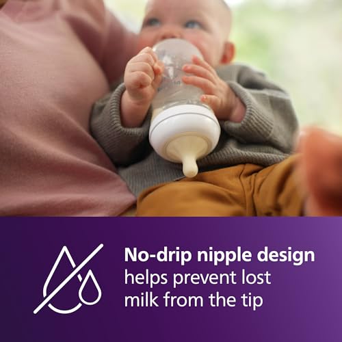 Philips Avent Natural Baby Bottles with Natural Response Nipples (Fast Flow, Flow 4), 11oz, 4-Pack, SCY906/04