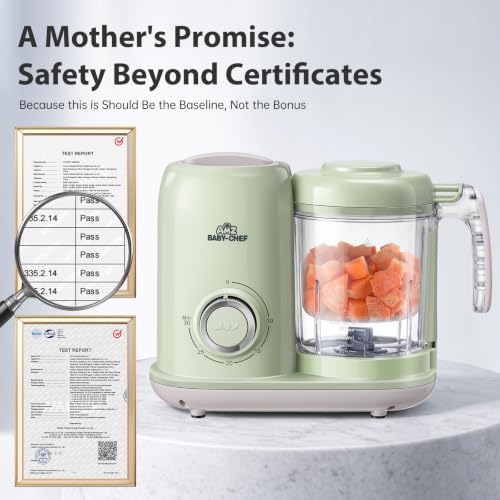AMZBABYCHEF Baby Food Maker, 4 in 1 Baby Food Processor and Steamer, Puree Blender, Multifunctional Baby Puree Maker, Dishwasher Safe (Green)