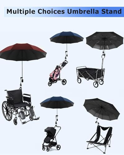 nediea Umbrella Holder for Stroller, Baby Stroller Umbrella Attachment, Umbrellas Connector Clip to Handlebar, 360 Degree Adjustable Universal Clamp for Golf Cart,Wheelchair, Beach Chair,Fishing