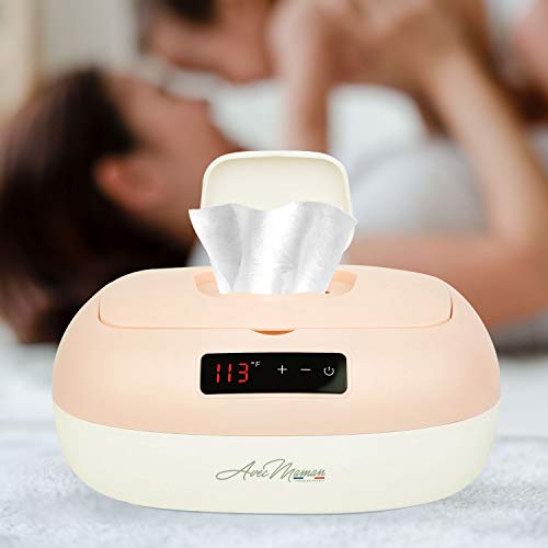 Avec Maman La Caresse Baby Wipe Warmer - Baby Essentials for Girls - Wet Wipe Dispenser - Adjustable Heat Settings Digital Display - Pink - Calentador de Wipes para Bebes - Blue
