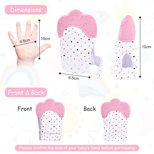 2Pack Silicone Teething Mitt, Soothing Infant Teething Mitten Pain Relief, Prevent Scratches Glove, Safe Silicone Teething Toys for 0-12 Months