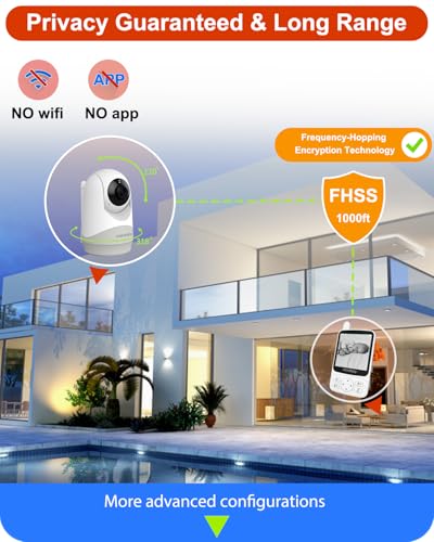 HelloBaby No WiFi Baby Monitor with Voice-Activated Night Vision,4" IPS Camera and Audio, 2-Way Talk and PTZ, 26H Battery and 1000ft Range, Portable for Nursery and Travel