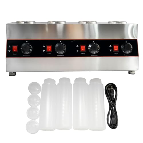 Commercial Electric Sauce Warmer Electric Cheese Sauce Warmer Hot Fudge Warmer Dispenser Cheese Dispenser Warmer with 4 Pump (4 Pump Head)