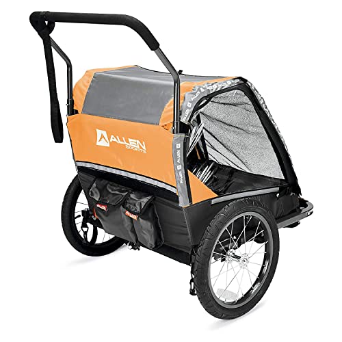 Allen Sports Deluxe Steel 2-Child Bicycle Trailer and Stroller, Model AS2-O, Orange