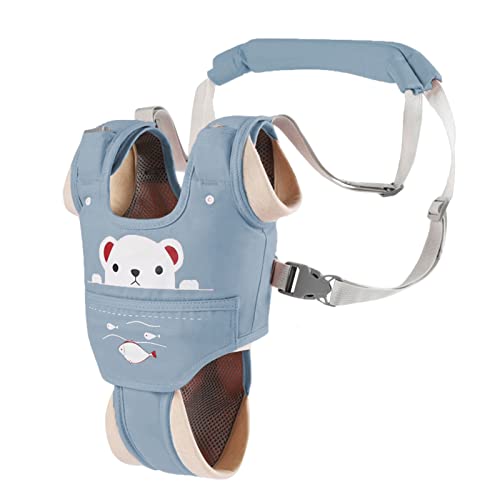 Ocanoiy Baby Walking Harness Handheld Baby Walker Assistant Belt Adjustable Toddler Infant Walker Harnesses Standing Up Walking Learning Helper with Detachable Crotch for 9-24 Month Old (Blue)