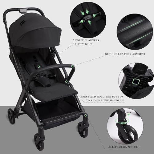 COOL KIDS Baby Stroller,Umbrella Stroller with Automatic Fold,Baby Strollers with Pop Out Sun Canopy,Baby Airplane Travel Essentials(Black)