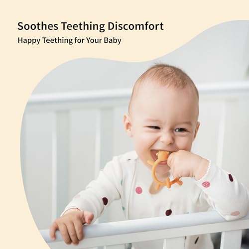 Pigeon Silicone Animal-Shaped Baby Teether, Orange Deer, 6M+, 1 Count – Multi-Textured Teething Relief Toys, Lightweight & Easy to Grasp