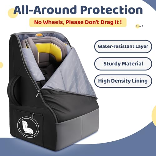 YOREPEK Padded Car Seat Travel Bag for Airplane Travel Compatible with Chicco, Britax, Nuna Rava, Sturdy Car Seat Backpack for Airport with Wear-Resistant Bottom, Large Carseat Cover for Baby Travel