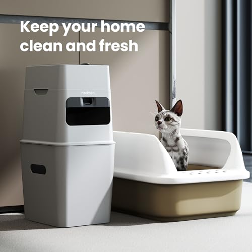 Neakasa PooGuard Litter Disposal Bin, 9.2L Trash Can for Cat Litter, Dog Waste & Diapers, with Viewing Window, Wider Opening, and 4-Month Refill Bag (Grey)