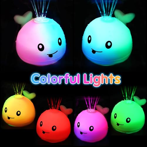 Gigilli Baby Bath Toys, Light up Bath Toys for Kids Ages 1-3, Pool Water Toys 1 Year Old Boys Girls Gifts, 6-12-18 Months Baby Whale Bath Toy Sprinkler, Toddler Fountain Bathtub Water Table Toy