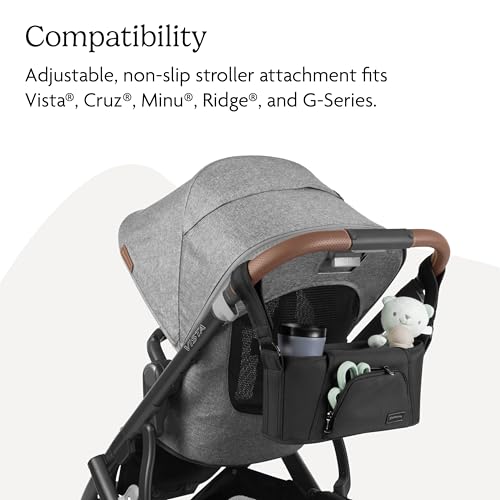 UPPAbaby Carry-All Parent Organizer – Easy Attach, Universal Fit – Multiple Compartments for Beverages, Snacks + Personal Items – Secure Zippered Pocket – Charcoal