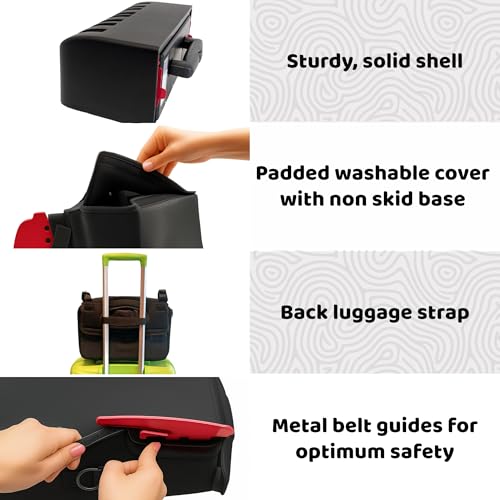 BubbleBum Teleport Backless Booster Car Seat, Kids Booster Seat for Car 40-100 lbs, Shrinks Down for Travel, Portable Carseat for Everyday Use and Foldable, 4 Year Old + Child/Toddler - Black