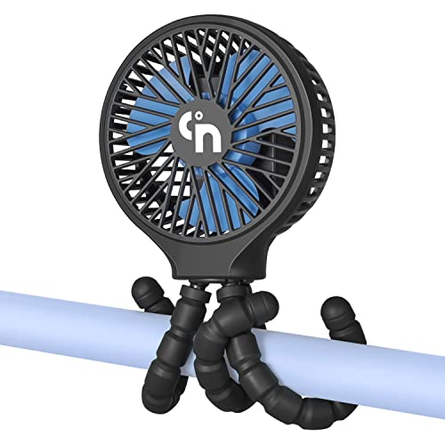 WiHoo Portable Stroller Fan, 11H Ultra-long Battery Life 3 Speed 360°Rotate, USB Rechargeable or Battery Operated Cooling Clip On Personal Fan for Baby Crib Travel Car Seat Black