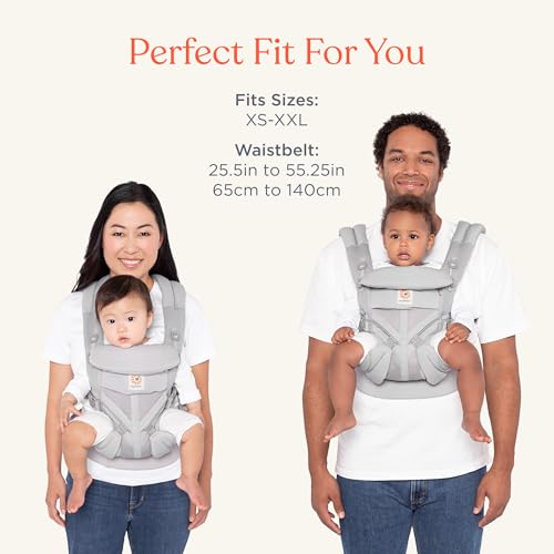 Ergobaby Omni Classic Baby Carrier for Newborn to Toddlers 0-48 Months (7-45 lbs) - 4-Position Breathable Mesh Baby Carrier with Ergonomic Support - Pearl Grey
