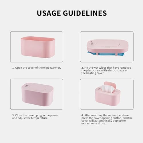 Baby Wipe Warmer and Baby Wet Wipes Dispenser, 5 Modes of Temperature Heating Control Portable Diaper Wipes Warmer for Newborn Baby, Baby Shower Gifts Pink