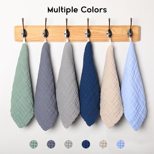 Unnivoll Muslin Burp Cloths Baby 12''X12'', Baby Washcloths 6 Pack, 100% Cotton Baby Wash Cloths Absorbent and Soft for Newborn Infants Kids Boys Girls - Multicolor