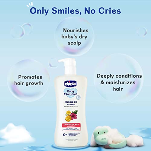 Chicco Baby Moments Shampoo for Tear-Free Bath Times, New Advanced Formula with Natural Ingredients, Suitable for Baby’s Tangle Free, Smooth Hair, No Phenoxyethanol and Parabens (200ml)