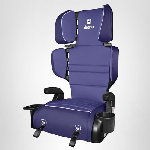 Diono Connect3 RXT 2-in-1 High Back Booster, Slim Fit 3-Across in Many Mid-Sized Sedans and SUVs, for Children from 40-120 lbs., Lightweight with Latch, Purple Wildberry