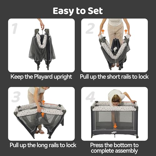 Pamo Babe Pack and Play with Bassinet, Portable Playard for Baby