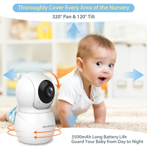 Baby Ganibs Baby Monitor with Camera and Audio, 4.3'' Video Baby Monitor with 1000ft Long Range and 30-Hour Battery, No WiFi,Night Vision, ECO Mode, 2-Way Talk