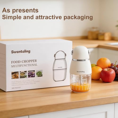 Swenteling Baby Food Maker, Creamy White Mini Baby Food Blender, 10oz Food Puree Maker, Small Baby Food Processor for Fruit Vegetable Meat, 8-Second Quick Soft Food Prep，BPA-Free