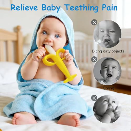 HAILI XMGQ Baby Teething Toys 3-6 Months, Baby Chew Teether Freezer BPA Free, Babies Teething Relief for Infants, Banana Toothbrush, Fruit Shape Giraffe Newborn Teether Gift for Baby Boy and Girl