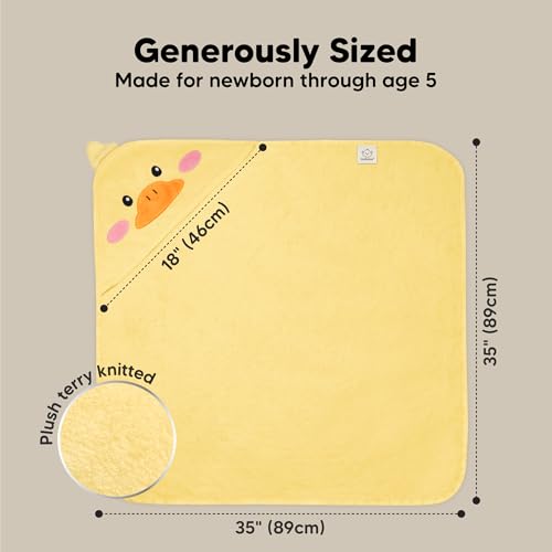 KeaBabies Hooded Baby Towel for Newborn - Viscose Derived from Bamboo Large Baby Bath Towels with Hood for Boys, Girls, Toddler, Extra Absorbent & Soft Newborn Bath Essentials (Duck, Regular)