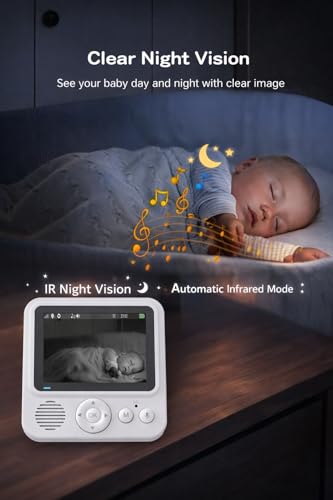 AnKeKe Baby Monitor with Camera and Audio, No WiFi Baby Monitor with 2.8" IPS Screen, 120-Hour Battery, 1000ft Long Range, 2-Way Talk, Cry and Feeding Reminder, Night Vision