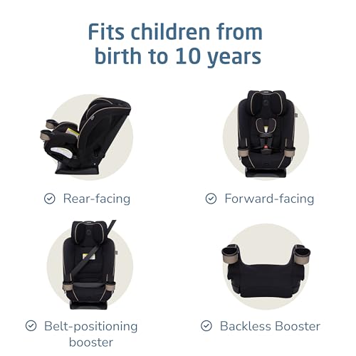 Maxi-Cosi Kani 4-in-1 Infant Kids Convertible Car Seat, Rear-Facing Forward-Facing Carseat, Booster, Slim Fit, Magnetic Buckle, 5-Position Recline, Fits 5-100 lbs, 19-57 in, Caspian Caviar