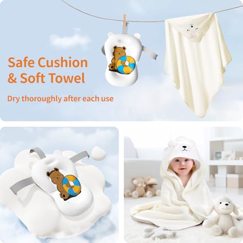 Kerbwry Collapsible Baby Bathtub for Newborn to Toddler (0-18 Months) - Foldable Baby Bath Tub with Soft Towel, Newborn& Infant Bathtub for Travel and Outdoor, Brown