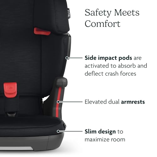UPPAbaby Alta V2 High Back Booster Seat/Seven-Position, Active Support Headrest for Growing Children/SecureFit Integrated Belt Guide + Positioner/Cup Holder Included/Jake (Black Mélange)