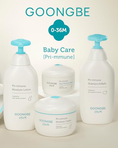 GOONGBE Pri-mmune Baby Shampoo & Body Wash for Sensitive Skin & Hair – Korean 2-in-1 Tear-Free Tested Head-to-Toe Cleanser, Sulfate-Free Low pH with Ceramide NP & Royal Oji Complex, Quick Rinse 11.8oz