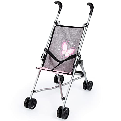 Bayer Doll Umbrella Stroller for Toddlers Foldable Grey 18-Inch, Easy Storage Lightweight Portable